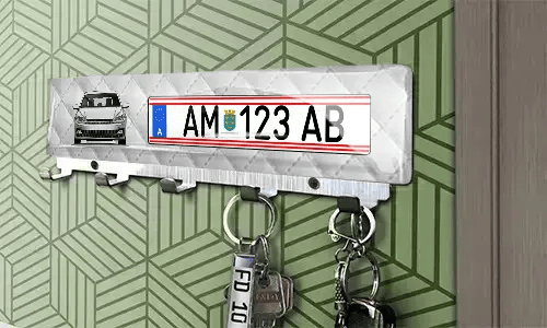 Luxus-Schlüsselbrett Auto-Silhouetten Nummernschild - Chrom