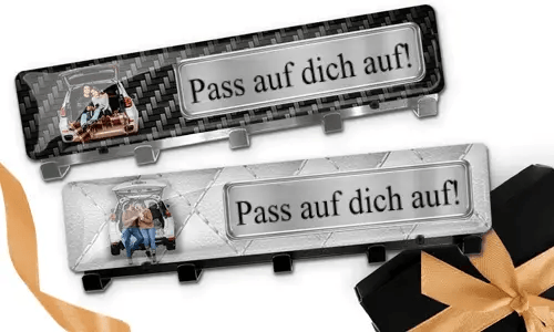 Luxe sleutelbord met auto/foto en kenteken voor koppels