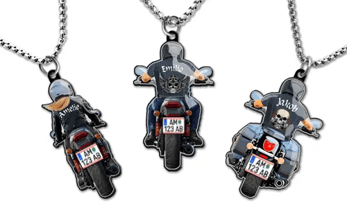 Naszyjnik z imieniem i motocyklem