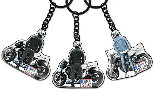 Personalized keychain motorcycle with name