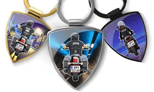 Porte-clés bouclier avec gang de motards