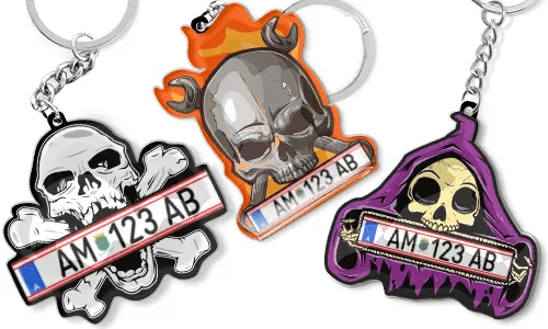 Tête de mort-Porte-clés-Plaque d'immatriculation