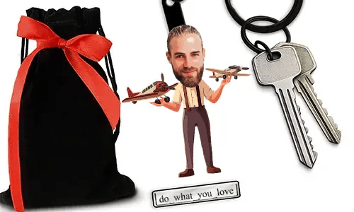 Personalized Travel-Themed Keychain With Name And Hobby Or Profession Design