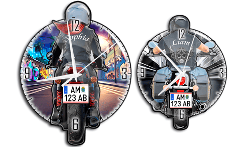 Horloge murale-Motocyclette-à-nom