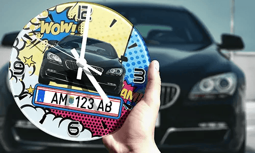 galery-photo-wall-clock-comic-car-silhouette-1