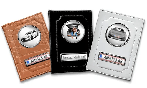 Three personalized car document holders for best friends