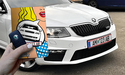 auto hülle Comic 3 mit Autoschlüssel autopapiere mappe