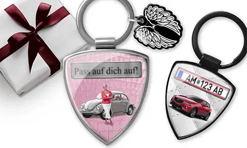 Shield keychain with grandmother photo