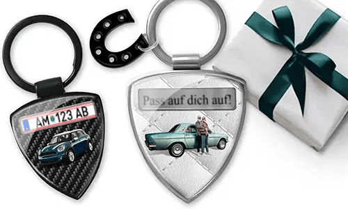 Shield keychain with grandpa photo