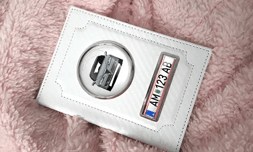 hülle für kfz schein mit Autosilhoette und Kennzeichen etui fahrzeugpapiere