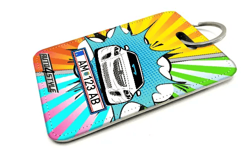 Innenspiegel anhänger mit Autosilhoette und einem Kennzeichen anhänger für innenspiegel