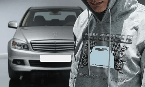 tuning pullover Grau mit dem Wagen auf dem Hintergrund turbo hoodie