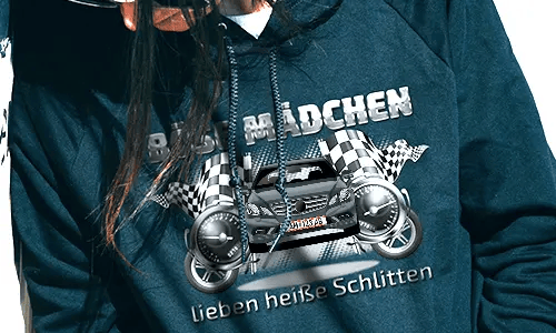 tuning pullover mit rotem Autofoto tuning hoodie