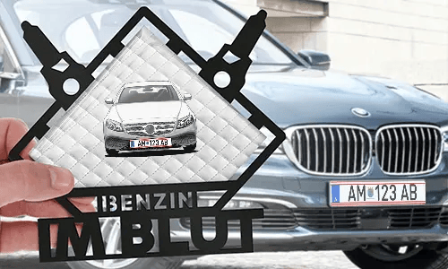 metallschild selbst gestalten Schwarzlackiert mit Weißleder Hintergrund wanddeko foto