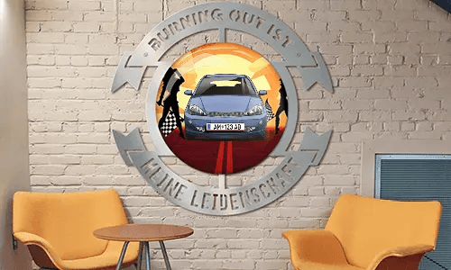 metallschild selbst gestalten Chromlackiert auf dem Wand foto wanddekoration