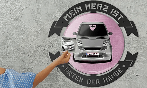 metallschild selbst gestalten Schwarzlackiert 