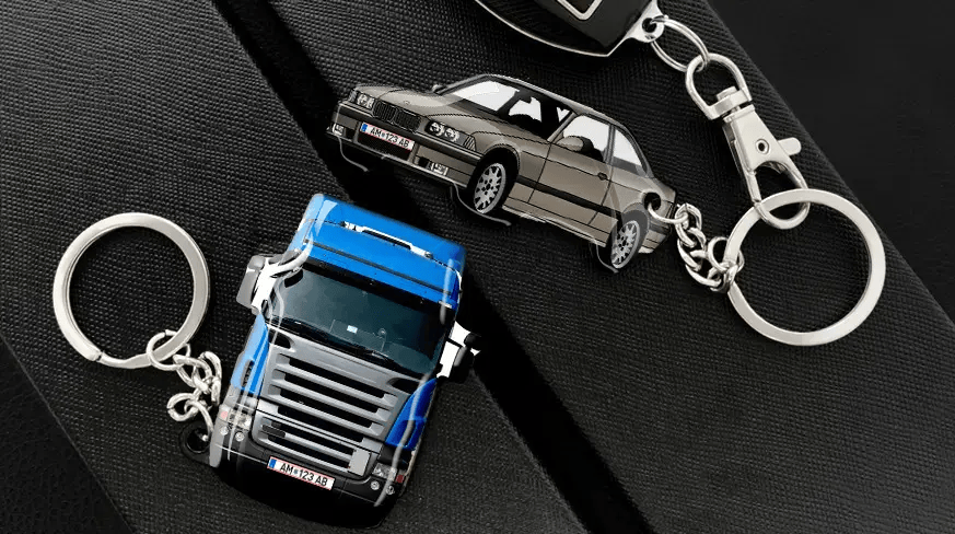 Anpassbare Auto- und Lkw-Schlüsselanhänger als personalisierte Fahrzeugaccessoires