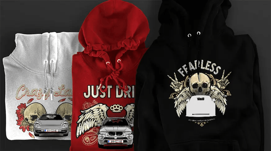 Sweat à capuche Design Car Silhouette