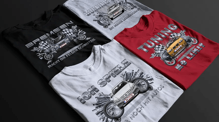 shirt tuning in vier verschiedenen Farben t shirt tuning