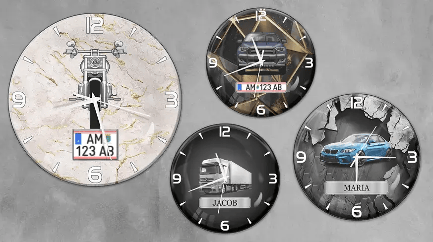 gallery-wall-clock-car-truck-motorcycle-license-plate-3